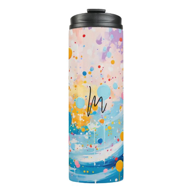 Colorful Dots Drips Splatters Thermal Tumbler (Front)