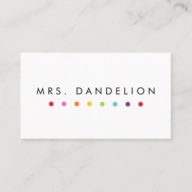 Colorful Dots Elementary School Teacher Business Card (Front)