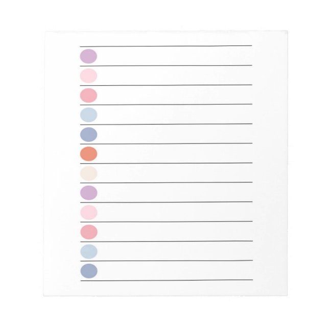 Colorful Dots Fun & Vibrant Stationery Notepad (Front)