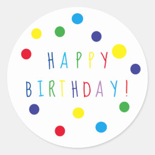 Colorful Dots Happy Birthday Round Sticker