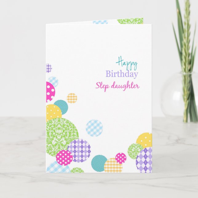 Colorful dots Happy Birthday Step daughter Card (Front)