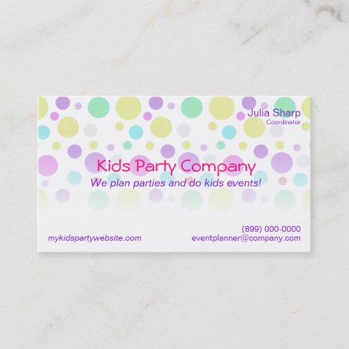 Colorful Dots Kids Party Event Store Business Card