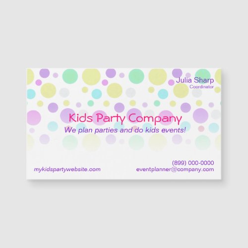 Colorful Dots Kids Party Planner Business Card