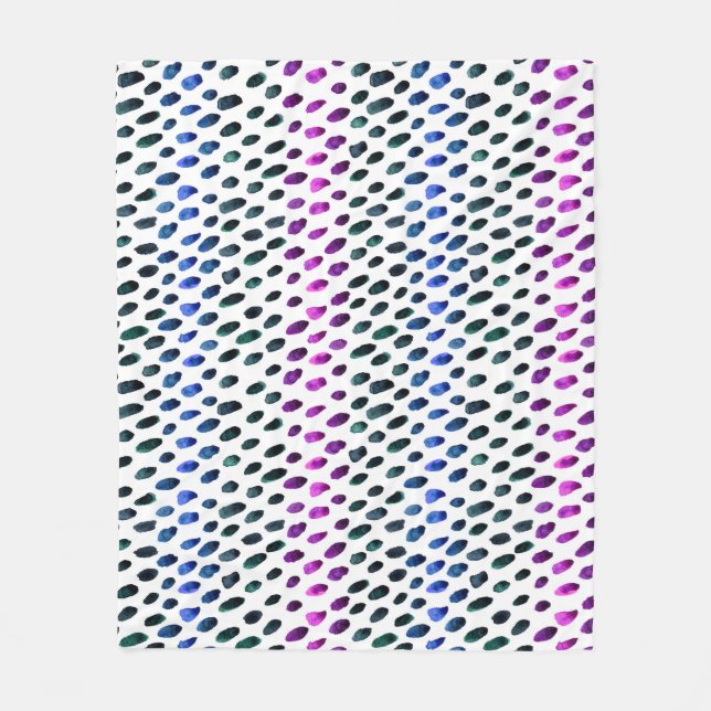 Colorful dots: Memphis style watercolor pattern Fleece Blanket (Front)