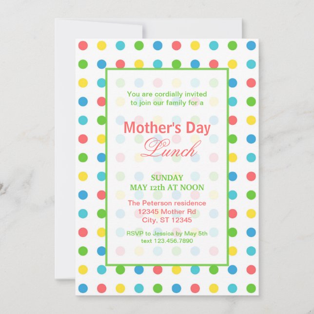 Colorful Dots Mother's Day Invitation (Front)