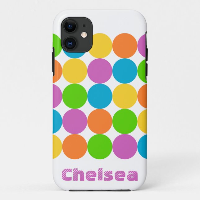 Colorful Dots Name 1980s Style iPhone Case (Back)