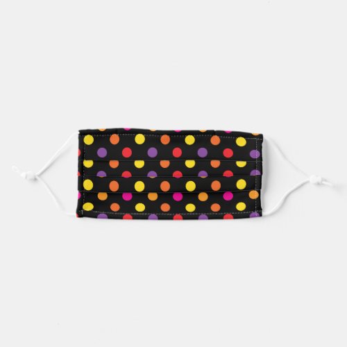 colorful dots on black adult cloth face mask