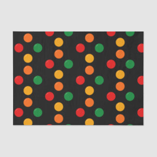 Colorful Dots on Black Retro Mid Century Modern Tissue Paper