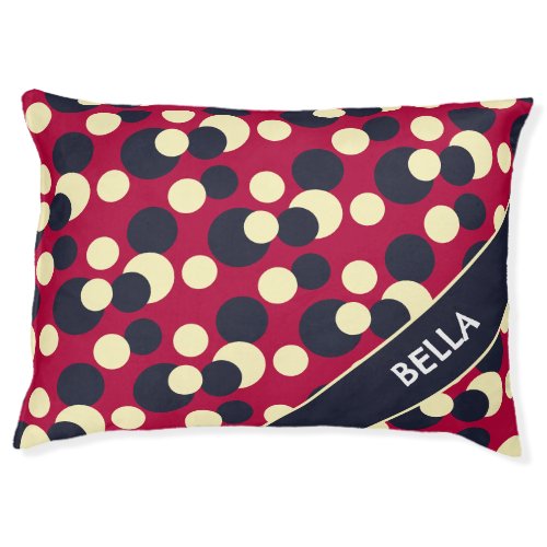 Colorful Dots Pattern Modern Personalized Name Dog Pet Bed