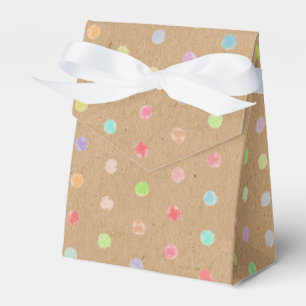 Colorful Dots Pattern On Rustic Faux Brown Kraft Favor Boxes