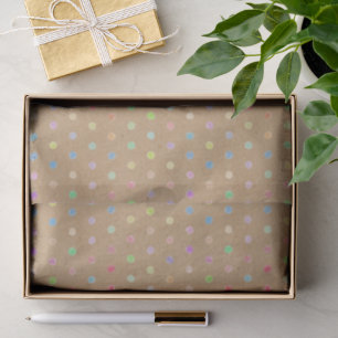 Colorful Dots Pattern On Rustic Faux Brown Kraft Tissue Paper
