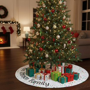 Colorful dots personalize fleece tree skirt