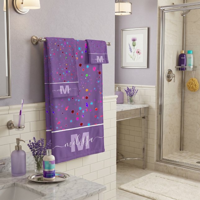 Colorful dots Personalized Monogram  Bath Towel (Creator Uploaded)