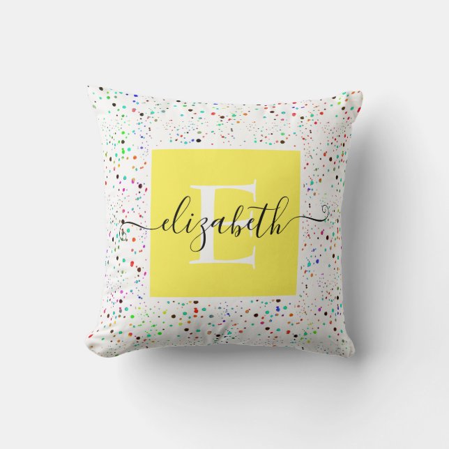 Colorful dots personalized throw pillow (Front)