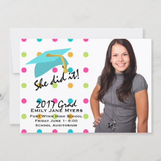 Colorful Dots Photo Graduation Announcement