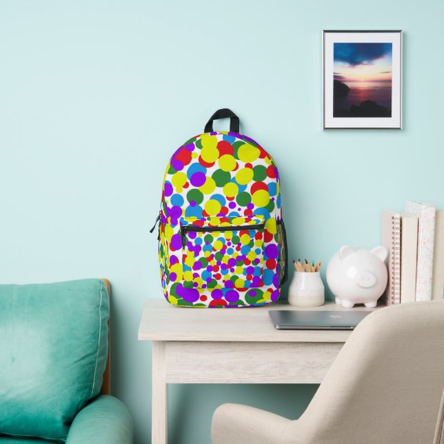 Colorful Dots Printed Backpack (Insitu)