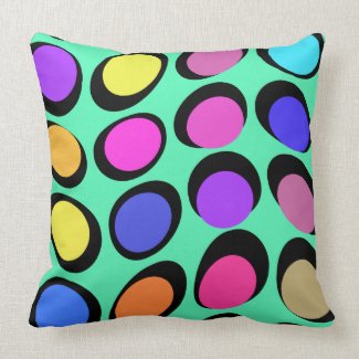 Colorful Dots Retro Mod Style Throw Pillow