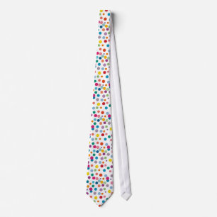 Colorful dots, white neck tie