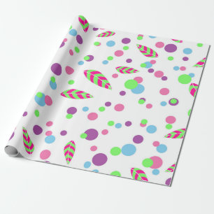 colorful dots with leaves gift wrap