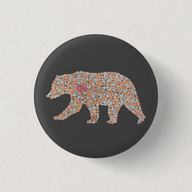 Colorful Dotted Bear Button (Front)