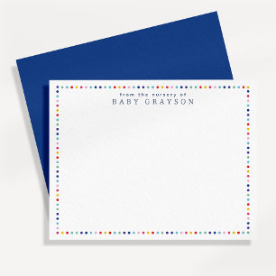 Colorful Dotted Border Nursery Note Card