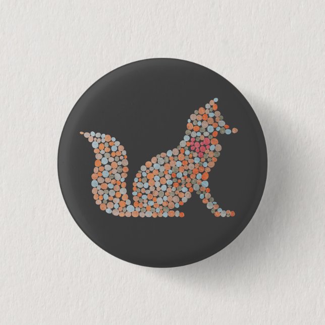 Colorful Dotted Fox Button (Front)