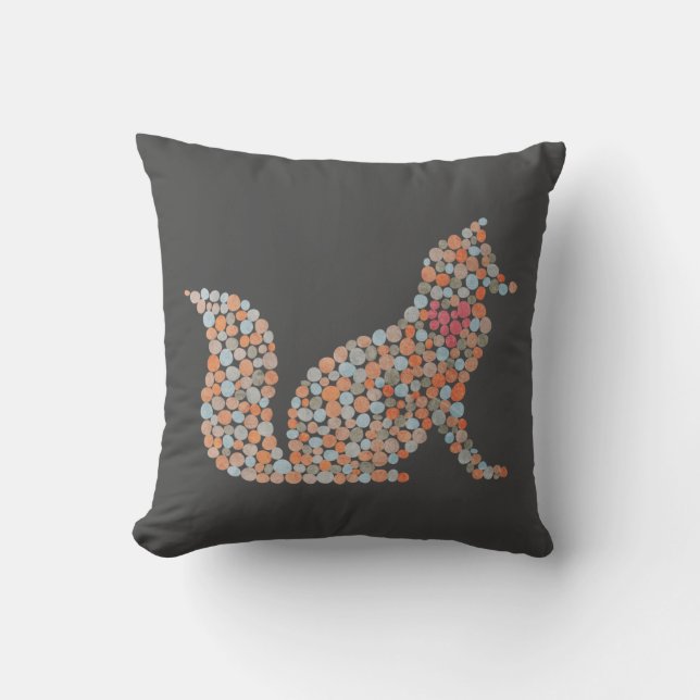 Colorful Dotted Fox Throw Pillow (Front)