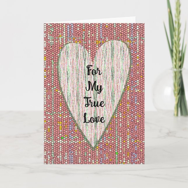 Colorful Dotted Heart True Love Art Valentine Card (Front)