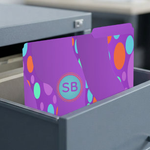 Colorful Dotted Monogram File Folders