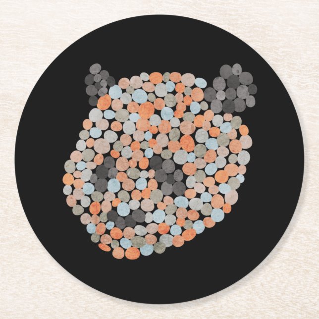 Colorful Dotted Panda Bear Round Paper Coaster (Front)