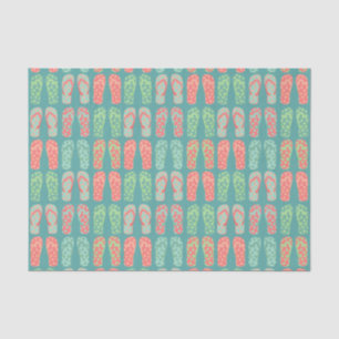 Colorful Dotty Flip Flop Pattern Teal Tissue Paper