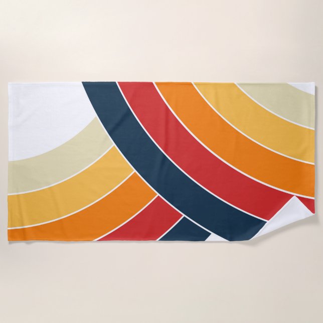 Colorful double arches in retro style beach towel (Front)