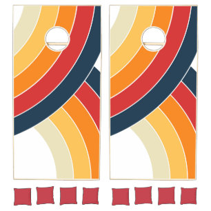 Colorful double arches in retro style cornhole set