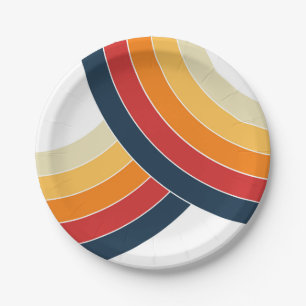 Colorful double arches in retro style paper plates