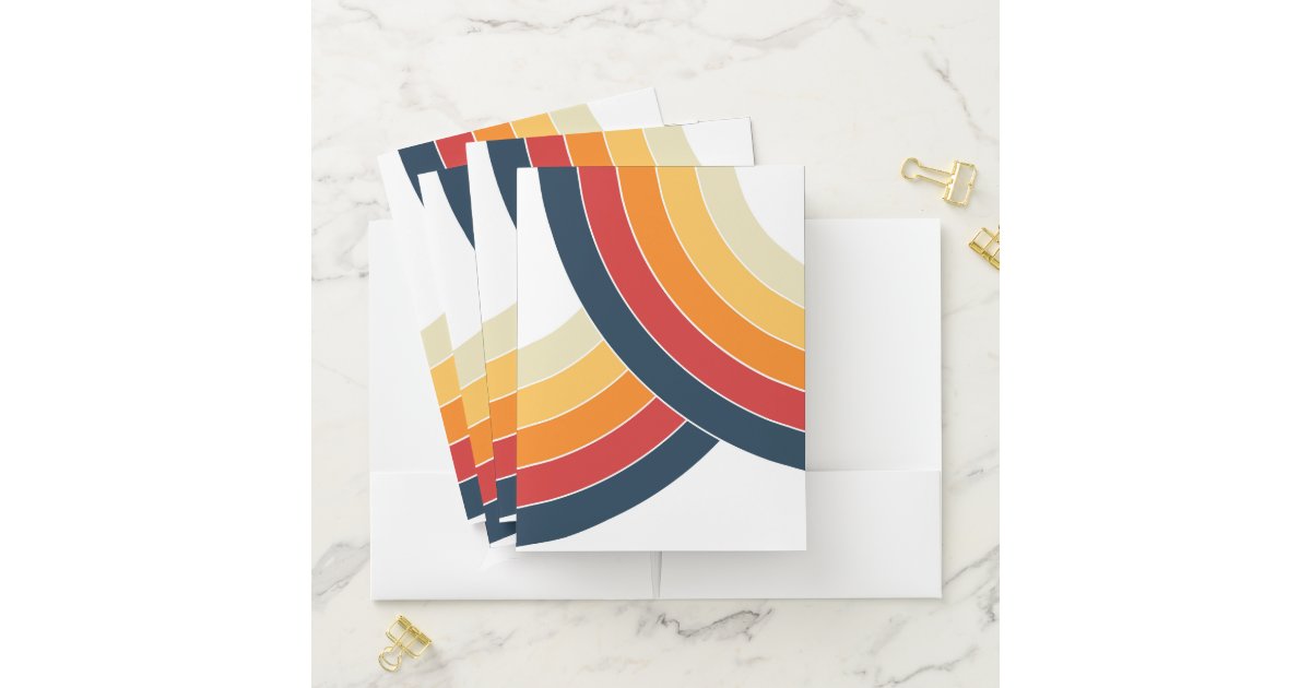 Colorful double arches in retro style pocket folder | Zazzle