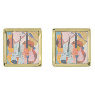 Colorful Double Bass Abstract Cufflinks