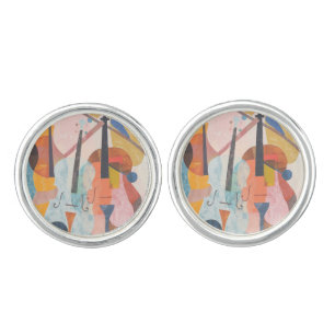 Colorful Double Bass Abstract Cufflinks