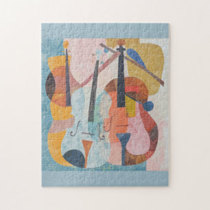 Colorful Double Bass Abstract Jigsaw Puzzle
