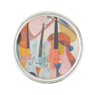 Colorful Double Bass Abstract Lapel Pin