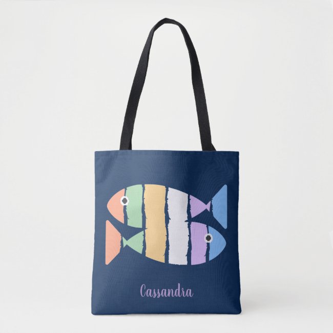 Colorful Double Fish Beachy Abstract Tote Bag
