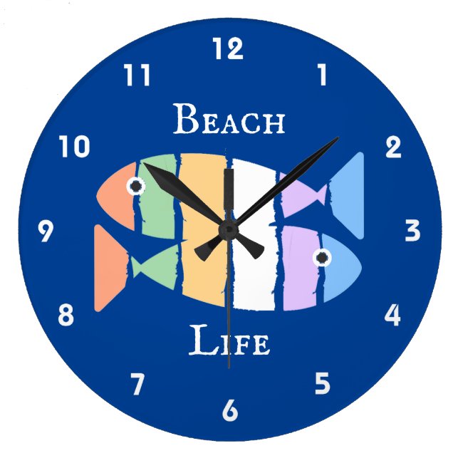 Colorful Double Fish Beachy Design Clock
