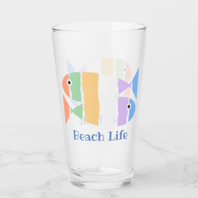 Colorful Double Fish Design Drinking Glass