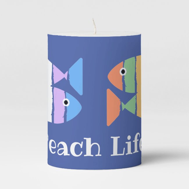 Colorful Double Fish Design Pillar Candle
