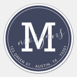 colorful double monogram return address sticker