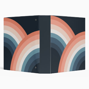 Colorful double retro style rainbow 3 ring binder