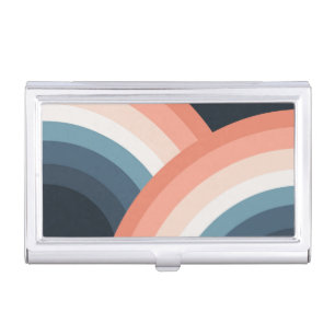 Colorful double retro style rainbow business card case