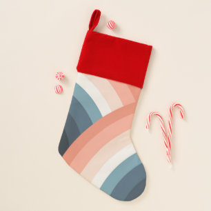 Colorful double retro style rainbow christmas stocking