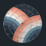Colorful double retro style rainbow dart board<br><div class="desc">Abstract illustration of retro style rainbow design in pink,  pastel pink,  gray,  turquoise,  blue,  dark blue colors on navy blue background</div>