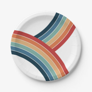 Colorful double retro style rainbow decoration paper plates