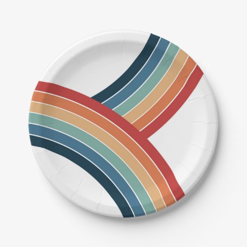 Colorful double retro style rainbow decoration paper plates